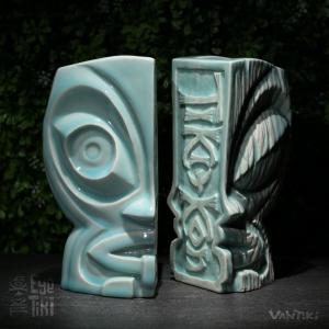Eye of the Tiki official event mug in celadon blue.